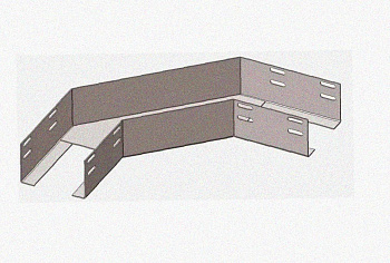 Лоток угловой замковый глухой КГЗГ 50х50-90 (Rп300) УХЛ1 поворот на 90, радиус поворота трассы 300 мм, горячее цинкование, S1,5
