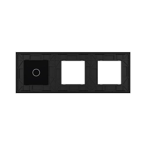 Панель для двух розеток и сенсорного выключателя, 1 клавиша, цвет черный, стекло Livolo фото 4
