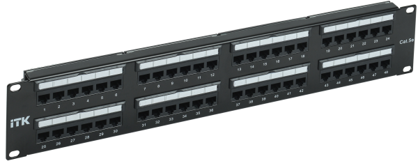 ITK 2U патч-панель кат.5E UTP 48 портов (Dual IDC) слайд лейбл
