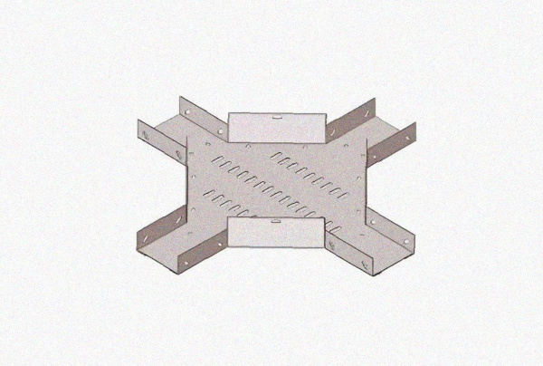 Лоток крестообразный замковый глухой КМЗГ 200х100 УТ1,5, горячее цинкование, S1,5