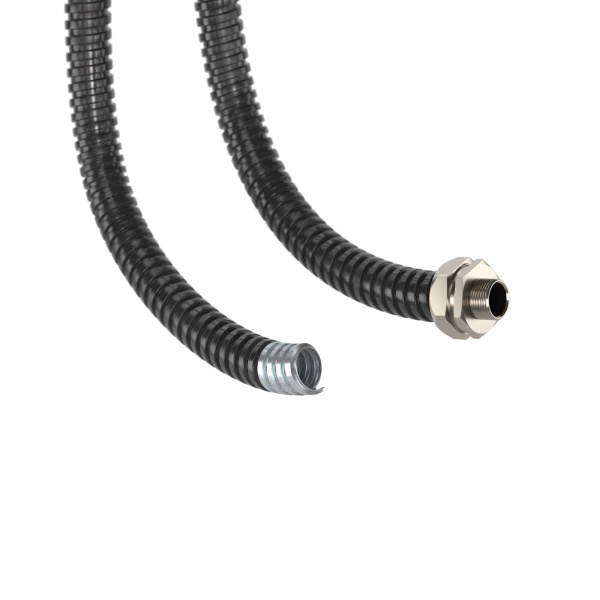 Металлорукав DN 10мм в герметичной ПВХ изоляции, Dвн 10,0 мм, Dнар 14,0, 50 м, цвет чёрный DKC