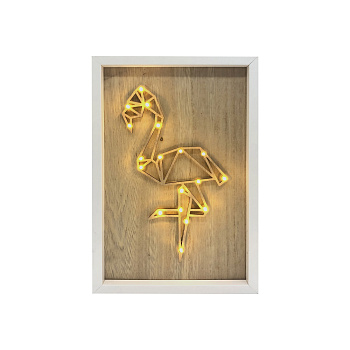 12-178 Светодиодный ночник "Фламинго", теплый белый, 2хАА, МДФ, 300х200х40мм. Apeyron