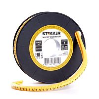 Кабель-маркер "3" для провода сеч. 6мм² STEKKER CBMR40-3, желтый, упаковка 500 шт