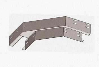 Лоток угловой замковый перфорированный КГЗ 400х100-90 УТ1,5 поворот на 90, горячее цинкование, S1,5
