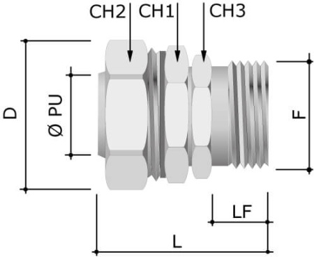 Муфта поворотная металлорукав-коробка DN 20, М25х1,5,наружная резьба DKC