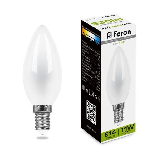 Лампа светодиодная Feron LB-713 Свеча матовая E14 11W 4000K