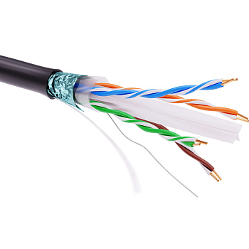 Кабель витая пара кат. 6 экранированный F/UTP, 4 пары, светостабилизированный ПЭ, цвет внешней оболочки черный, катушка 305 м DKC
