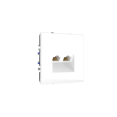 Розетка компьютерная встраиваемая Voltum S70 двойная RJ45+RJ45 КАТ.6, (белый глянцевый)