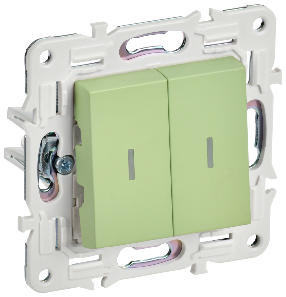 SKANDY Выключатель 2-клавишный с индикацией 10А SK-V09G мятный IEK