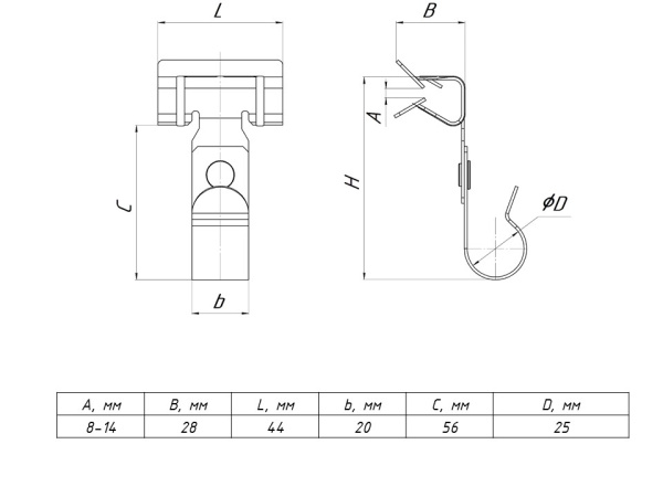 Зажим балочный 8-14 мм под трубу 32 мм EKF
