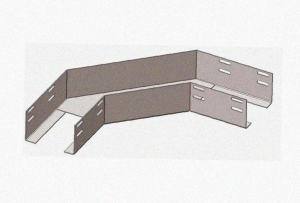 Лоток угловой перфорированный КГ 400х150-135 У3 поворот на 135, окрашенный, S1,5