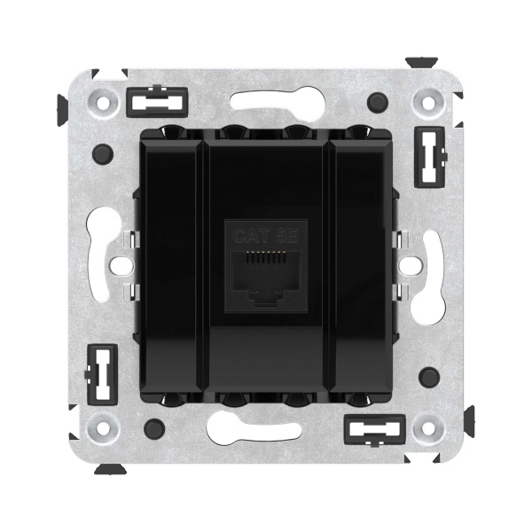 Компьютерная розетка RJ-45 без шторки в стену, кат.5е одинарная, "Avanti", "Черный квадрат" DKC Компьютерная розетка RJ-45 без шторки в стену, кат.5е одинарная, "Avanti", "Черный квадрат" DKC