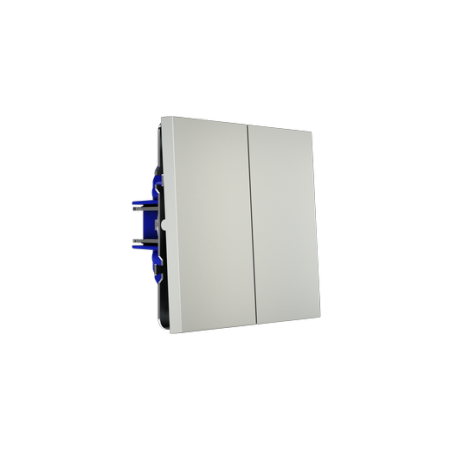 Выключатель встраиваемый Voltum S70 двухклавишный 10А, (сталь)