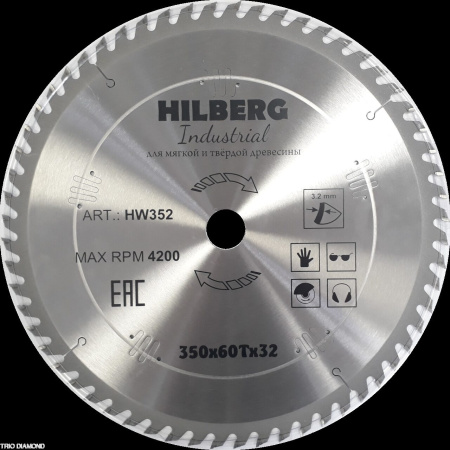Диск пильный Industrial Дерево 350*32*60Т HW352 Hilberg