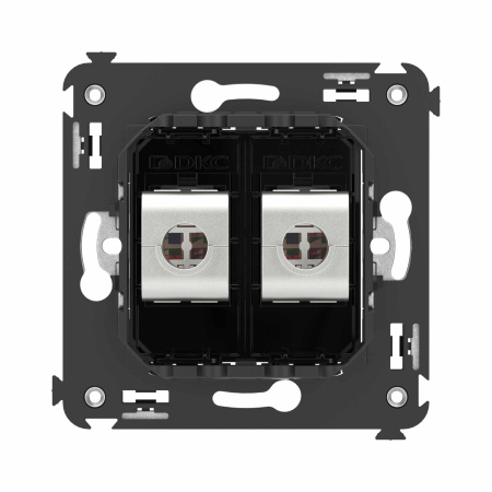 Компьютерная розетка RJ-45 без шторки в стену, кат.6А двойная экранированная, "Avanti", "Черный квадрат" DKC