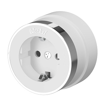 Розетка с заземлением (белый матовый/хром) Vintage ОУ IP20 Werkel