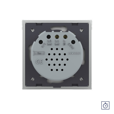 Сенсорный выключатель с таймером Quadro 1 клавиша 1 модуль Серый Livolo