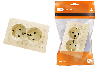 Розетка двойная 2П+З 16А 250В сл. кость "Таймыр" TDM