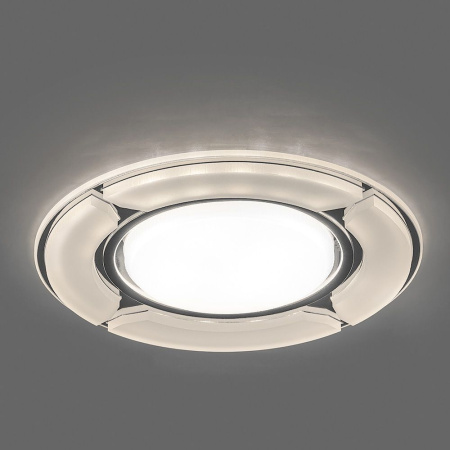 Св-к встр.с белой LED подсветкой Feron CD4039 потолочный GX53 без лампы, белый матовый, хром