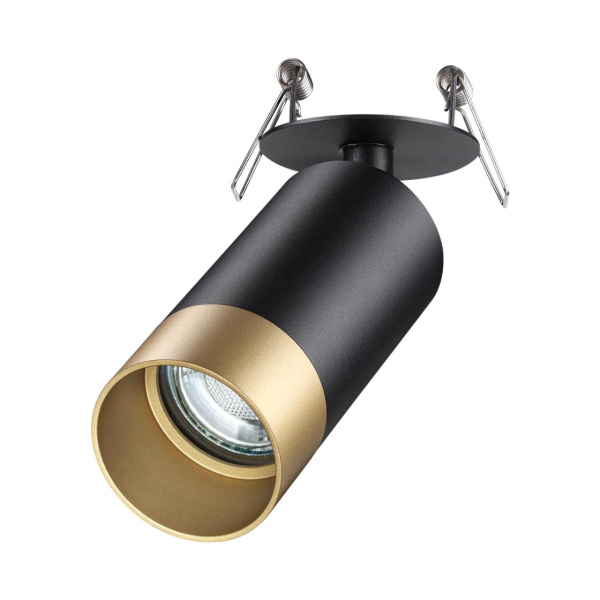 Св-к встр.IP20 GU10 9W 220V SLIM черный/золото NOVOTECH
