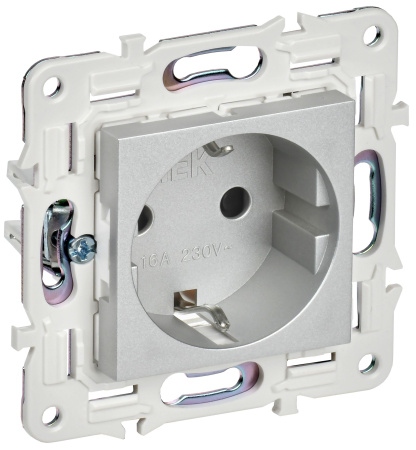 SKANDY Розетка с заземлением с защитными шторками 16А SK-R04S серебряный IEK