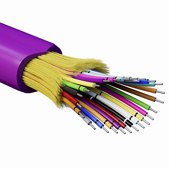 Кабель волоконно-оптич., расп.,арамидные упр.нити, внутр., нг(А)-HF, 24 ОВ, категорияOM4 (G.651.1) плотный буфер, 0,4 кН, барабан 2000 м DKC