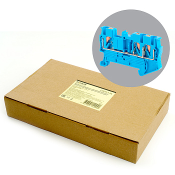 Зажим пружинный, 3-проводной проходной ЗНИ - 2,5, JXB PT 2.5 TW, синий LD573-2-25 STEKKER