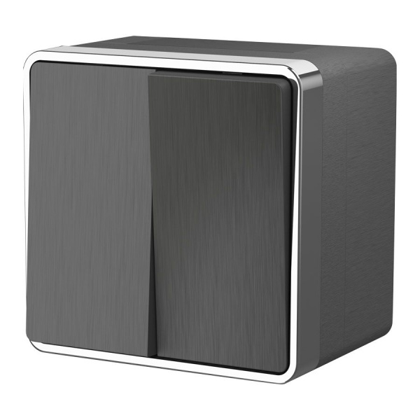 Выключатель двухклавишный влагозащищенный (графит рифленый) Gallant ОУ IP44 Werkel