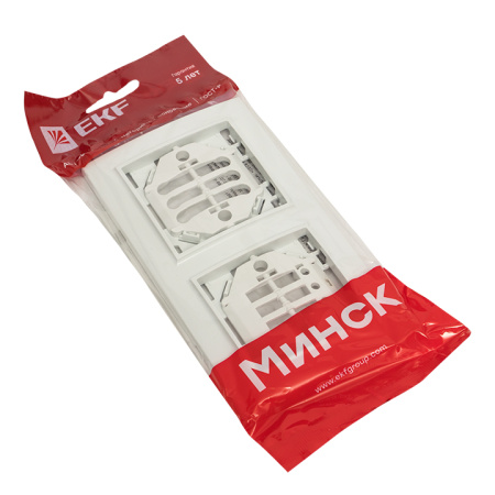 Минск Рамка 2-местная горизонтальная белая EKF