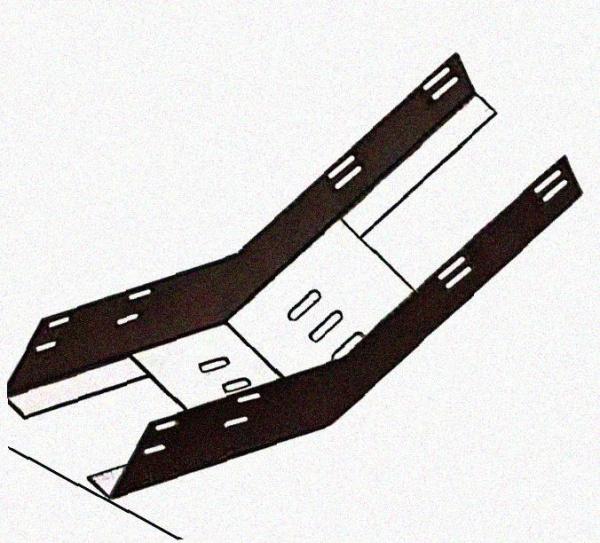 Лоток перфорированный КП 400х80-45 УТ1,5 для поворота трассы вверх на 45, оцинкованный лист, S1,0