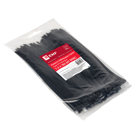 Хомут нейлоновый черный (7,2х150) (100шт) Basic EKF
