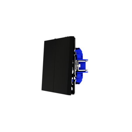 Выключатель с самовозвратом встраиваемый Voltum S70 двухклавишный 10А, (черный матовый)