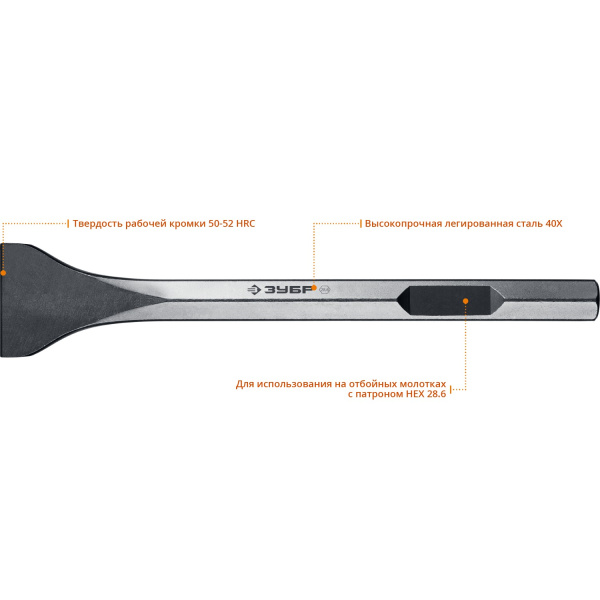 HEX 28,6 (Макита тип) Зубило лопаточное 80 х 400 мм ЗУБР