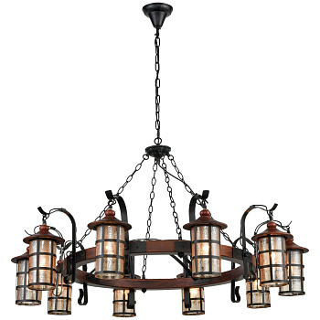 Люстра подвесная Дуб, Черный/Прозрачный E27 10*40Вт 560-703-10 VELANTE