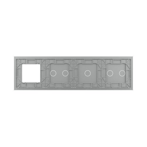 Панель для 3-х сенсорных выключателей и розетки, 5 клавиш (2+1+2), цвет серый, стекло Livolo фото 4