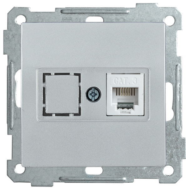 Розетка телефонная РТ12-1-Б RJ12 BOLERO серебряный IEK Розетка телефонная РТ12-1-Б RJ12 BOLERO серебряный IEK
