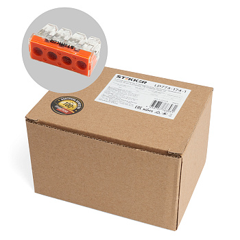 Клемма монтажная 4-проводная STEKKER для 1-жильного проводника (с пастой), LD773-174-1