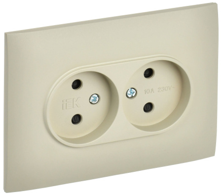 SKANDY Розетка 2-местная без заземления с защитными шторками 10А в сборе SK-R09B бежевый IEK