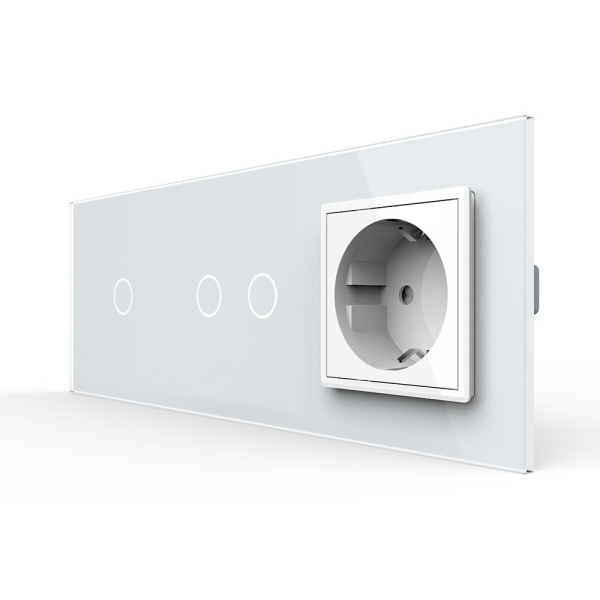 Сенсорный выключатель комб. на 3 линии 1 розетка 3 модуля Белый Livolo