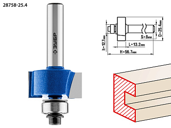 25.4x13мм, хвостовик 8мм, фреза фальцевая ЗУБР