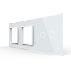 Панель для двух розеток и сенсорного выключателя, 2 клавиши, цвет белый, стекло Livolo