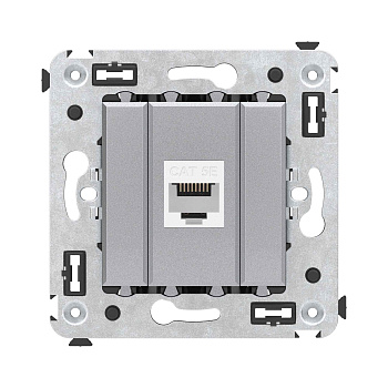 Компьютерная розетка RJ-45 без шторки в стену, кат.5е одинарная, "Avanti", "Закаленная сталь" DKC