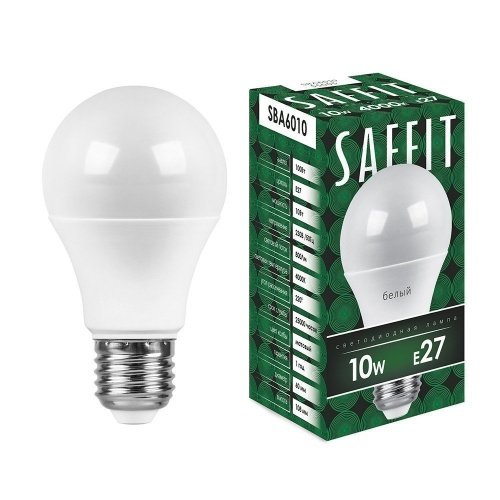 Лампа светодиодная SAFFIT SBA6010 Шар E27 10W 4000K фото 2