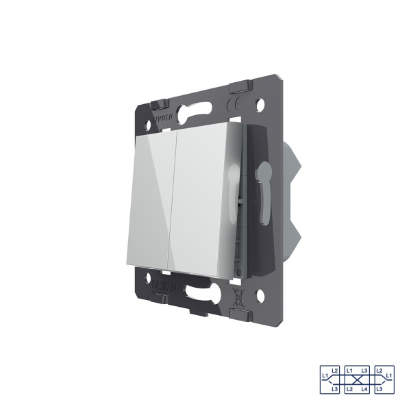 Клавиша перекрестного механического выключателя, 1/2 модуля, цвет серый (механизм) Livolo