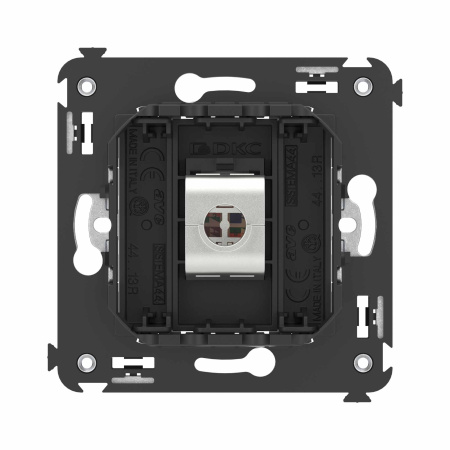 Компьютерная розетка RJ-45 без шторки в стену, кат.6 одинарная экранированная, "Avanti", "Черный матовый" DKC