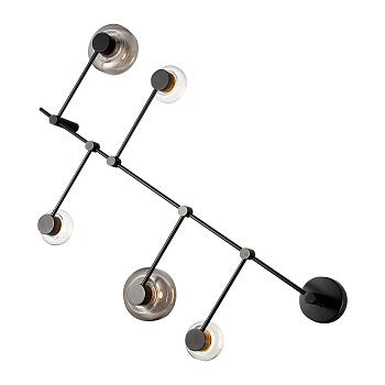 Светильник настенно-потолочный Черный/Дымчатый, Прозрачный LED 5*3Вт 3000К SL6005.401.05 ST LUCE