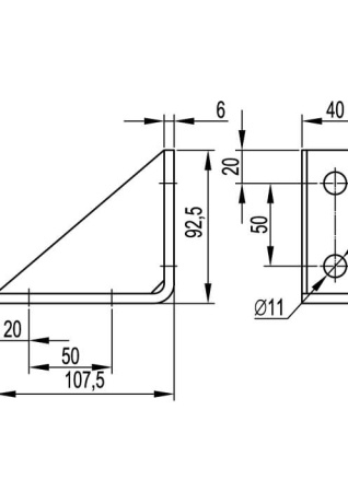 Уголок двойной усиленный левый, горячеоцинкованный DKC
