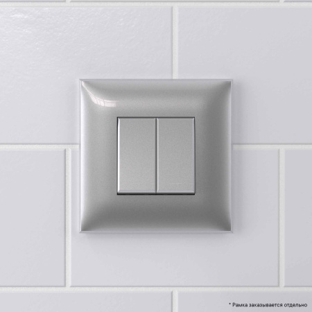 Переключатель двухклавишный в стену, "Avanti", "Закаленная сталь" DKC