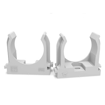 Крепеж-клипса для труб атмосферостойкая для прямого монтажа серая в п/э d32 мм (25шт/500шт уп/кор) Промрукав