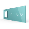 Панель для розетки и двух сенсорных выключателей, 3 клавиши (1+2), цвет зеленый, стекло Livolo